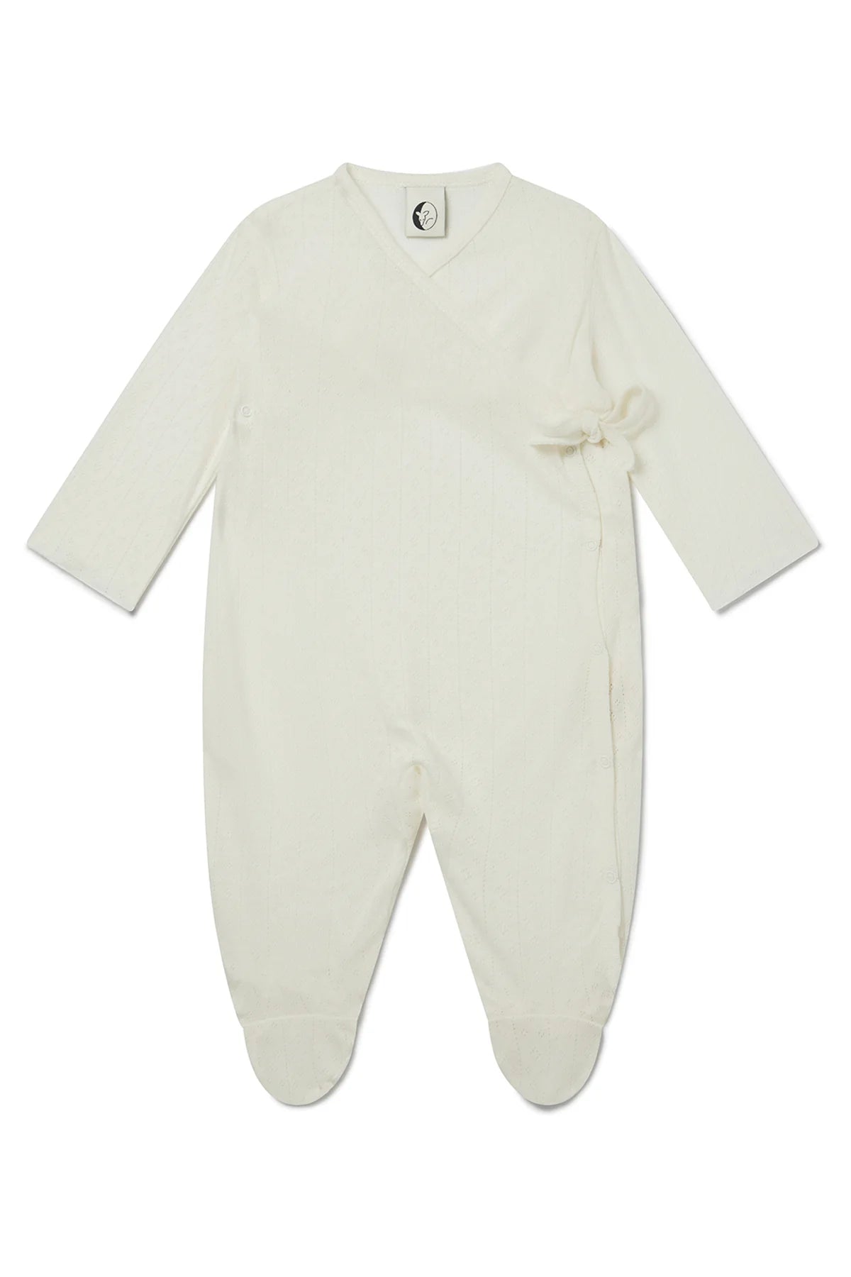 baby wrap sleepsuit- cream pointelle