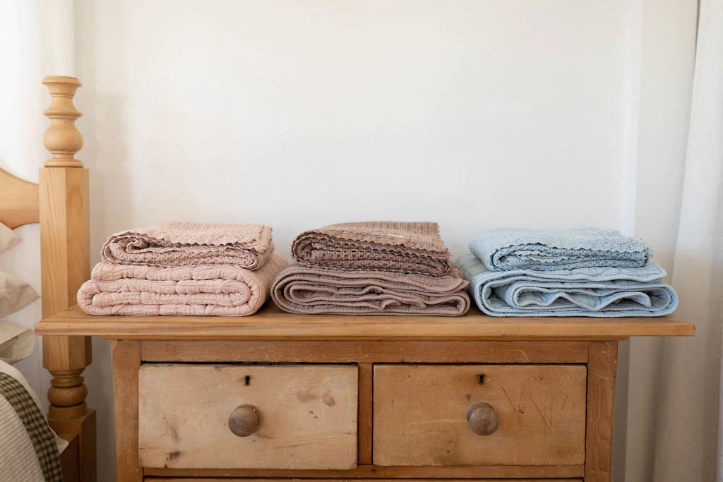 cozy waffle blanket - petal