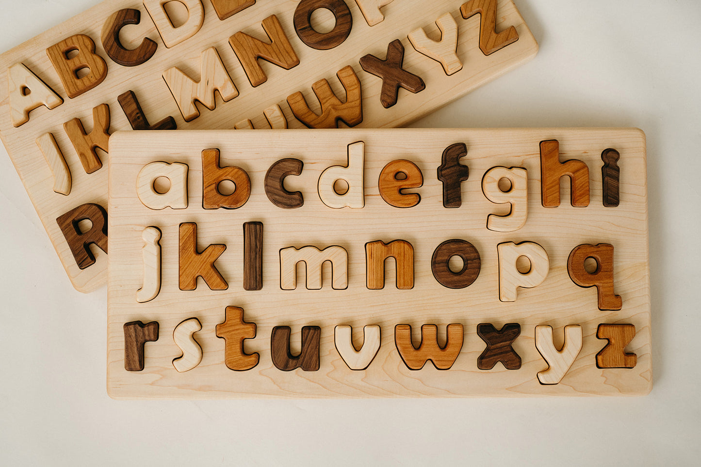 wooden abc puzzle and letters