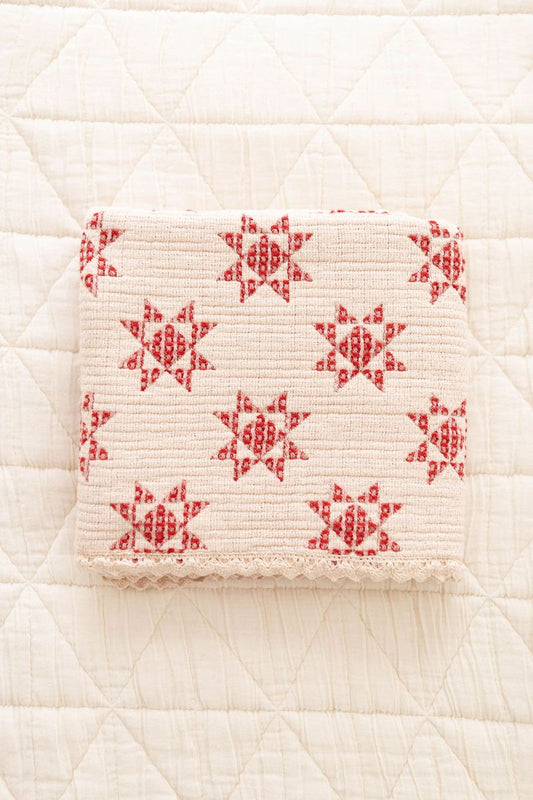 star quilt blanket - ruby