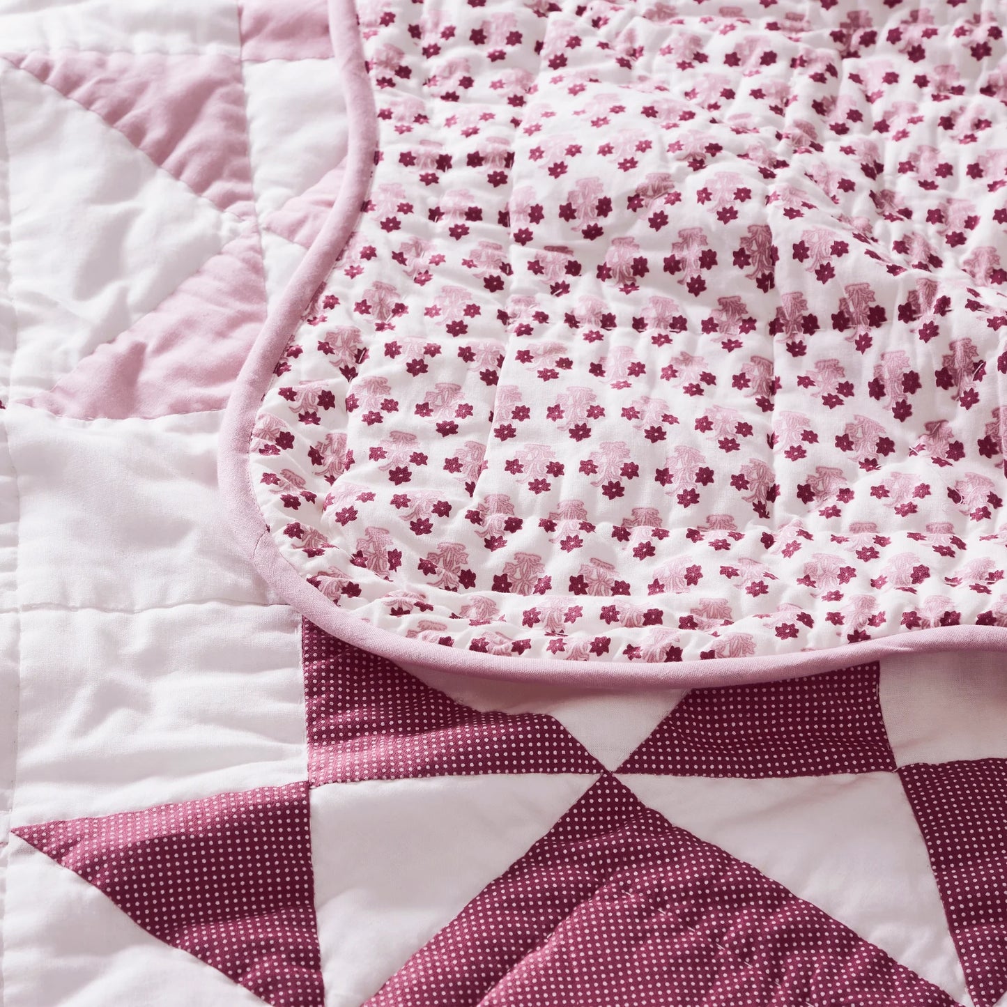 abigail pink quilted throw blanket