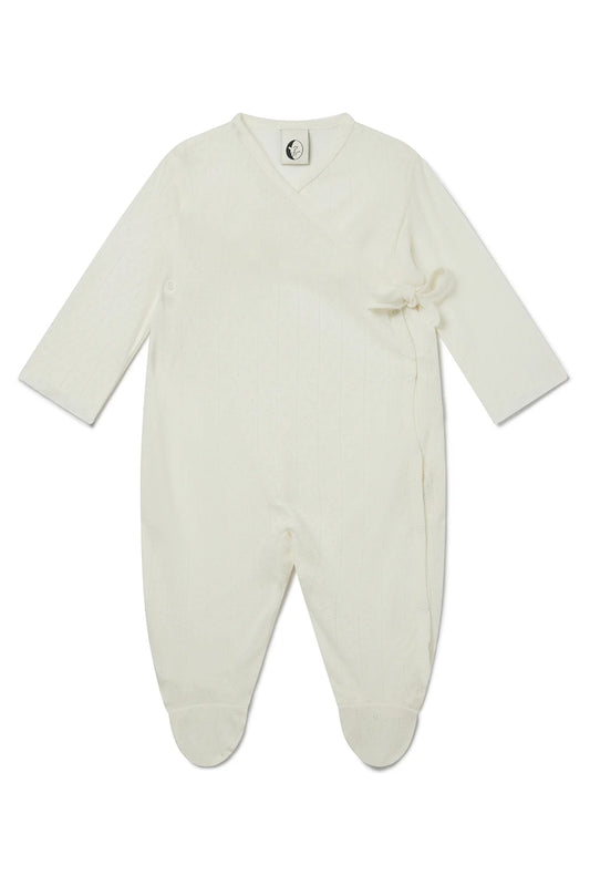 baby wrap sleepsuit- cream pointelle