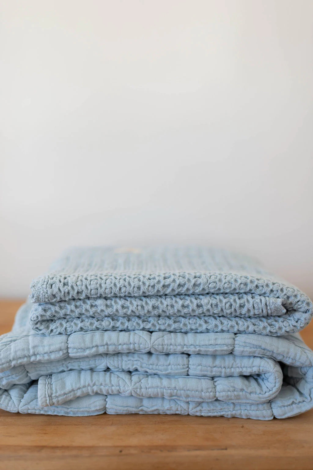 cozy waffle blanket - powder