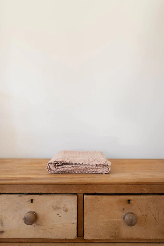 cozy waffle blanket - petal