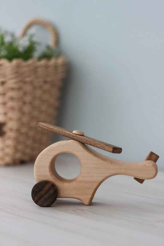 wooden mini helicopter