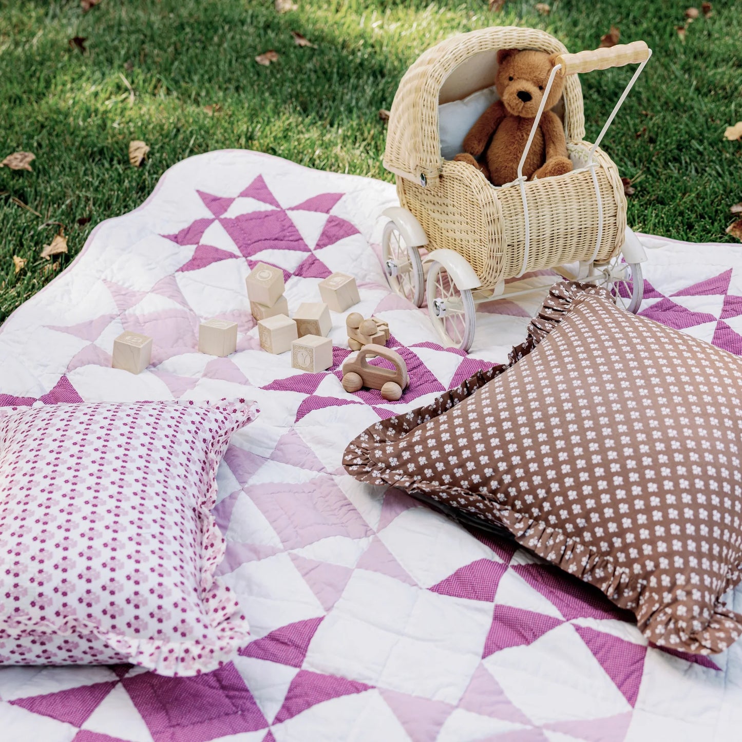 abigail pink quilted throw blanket