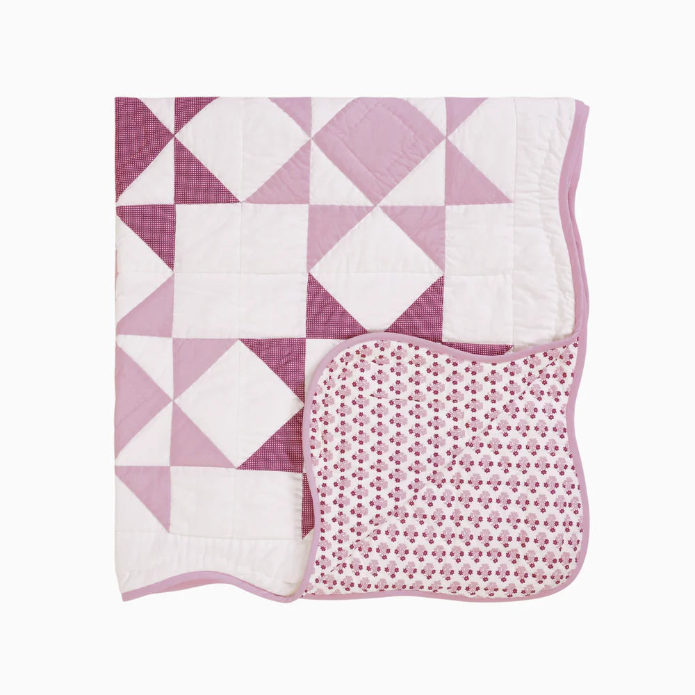 abigail pink quilted throw blanket