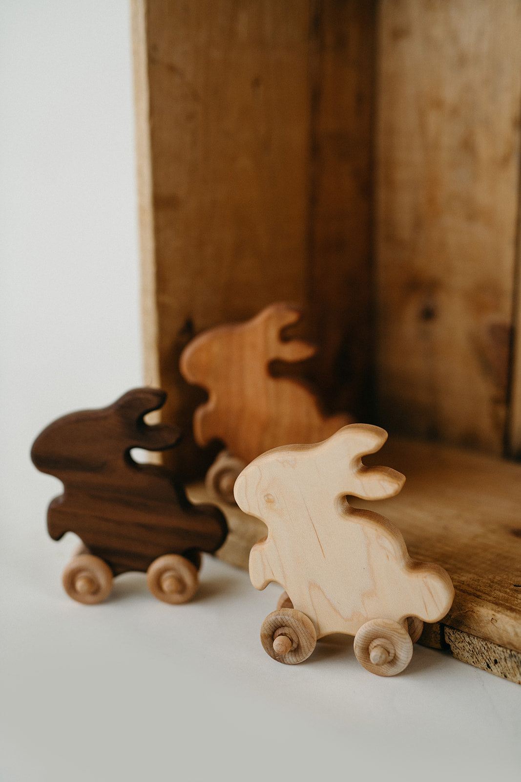 wooden bunny push toy