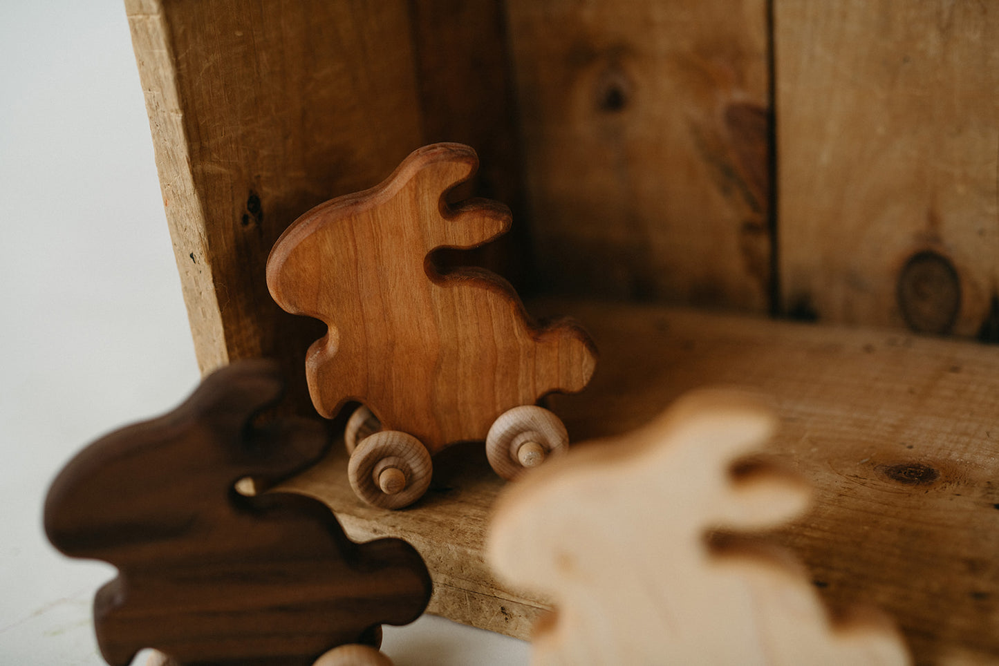 wooden bunny push toy